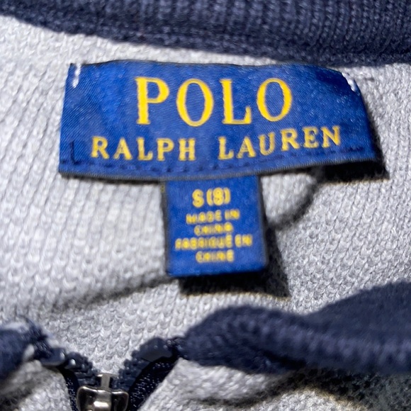 Polo Ralph Lauren Gray and Navy LARGE Polo man full zippered sweater size 8 - Picture 6 of 6